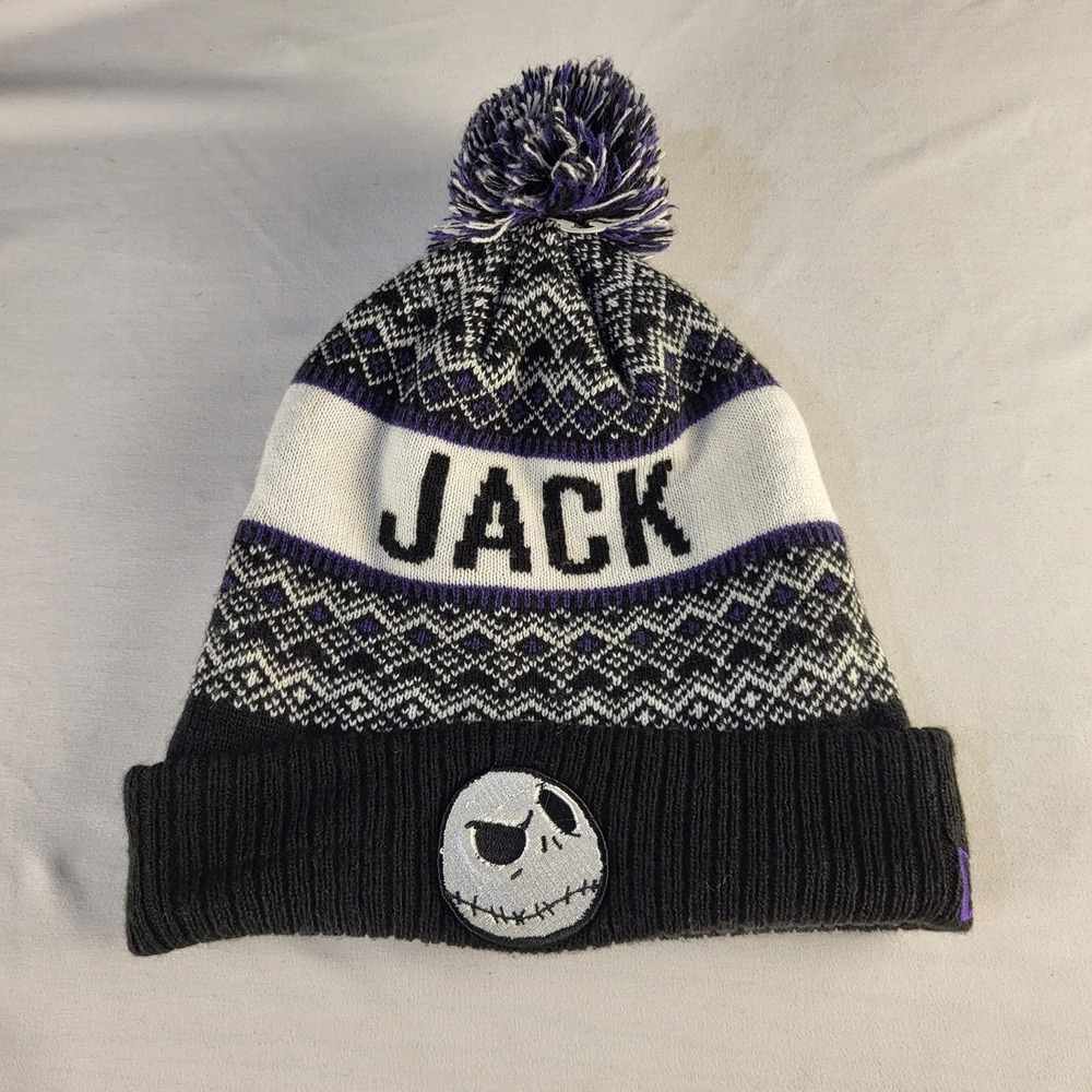 Jack Skellington Nightmare Before Christmas Beanie Hat Black New Era Knit Hat OS